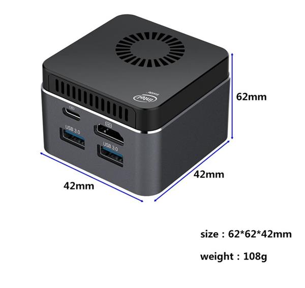 Grote foto elementkey inix ultra klein mini pc intel celeron j4125 2.7ghz 8gb ram 256gb ssd zwart computers en software overige computers en software