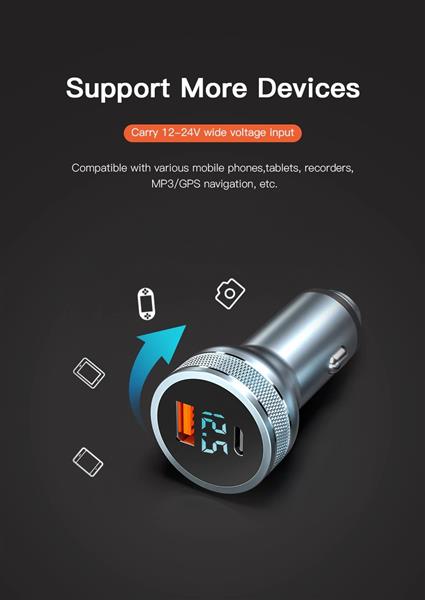 Grote foto drphone invisible4 autolader qc3.0 3a 9v usb c met pd 18w snel opladen 36w met digitale displa telecommunicatie opladers en autoladers