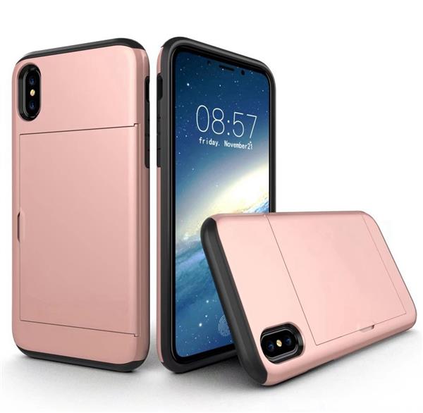 Grote foto iphone x drop proof card case roze verstevigde randen telecommunicatie mobieltjes
