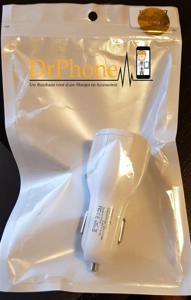 Grote foto universele auto lader 3.1a fast charge met dubbele usb poort en led lamp wit telecommunicatie opladers en autoladers