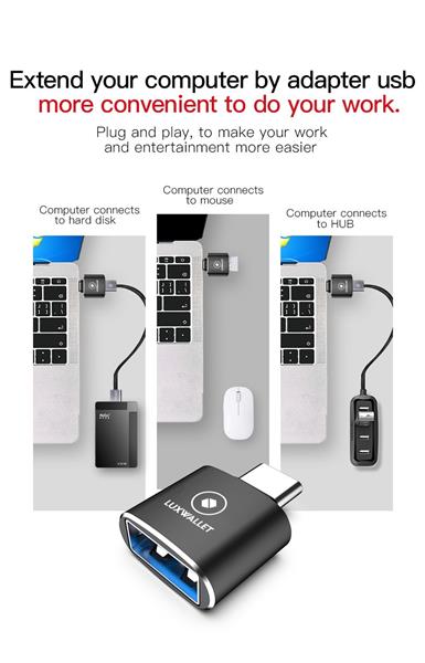 Grote foto luxwallet dma12 usb c type c male naar usb 3.0 female otg adapter zwart computers en software overige computers en software