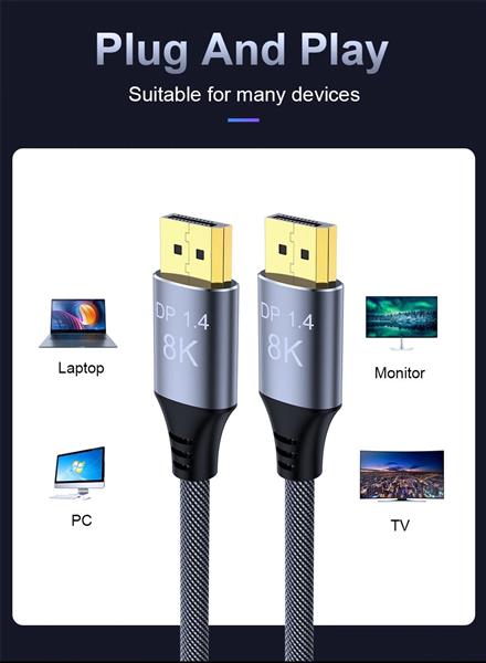 Grote foto drphone h120 8k ultra hd 1 meter displayport naar displayport 1.4 male naar male kabel telecommunicatie opladers en autoladers