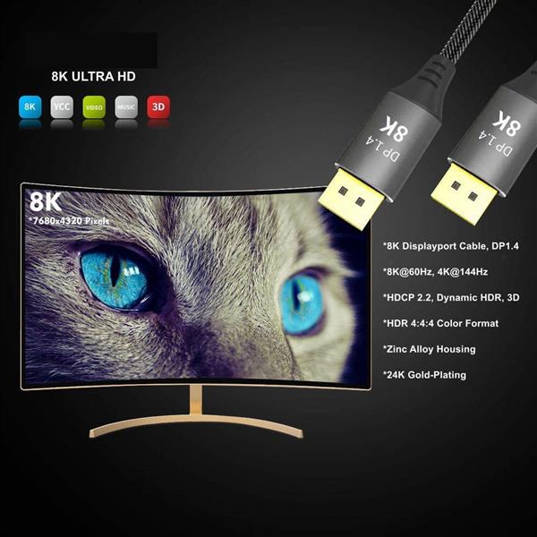 Grote foto drphone h120 8k ultra hd 1 meter displayport naar displayport 1.4 male naar male kabel telecommunicatie opladers en autoladers