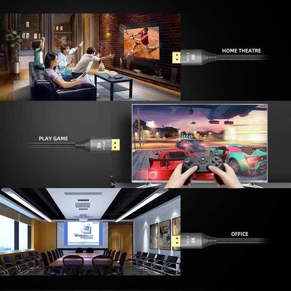 Grote foto drphone h120 8k ultra hd 1 meter displayport naar displayport 1.4 male naar male kabel telecommunicatie opladers en autoladers