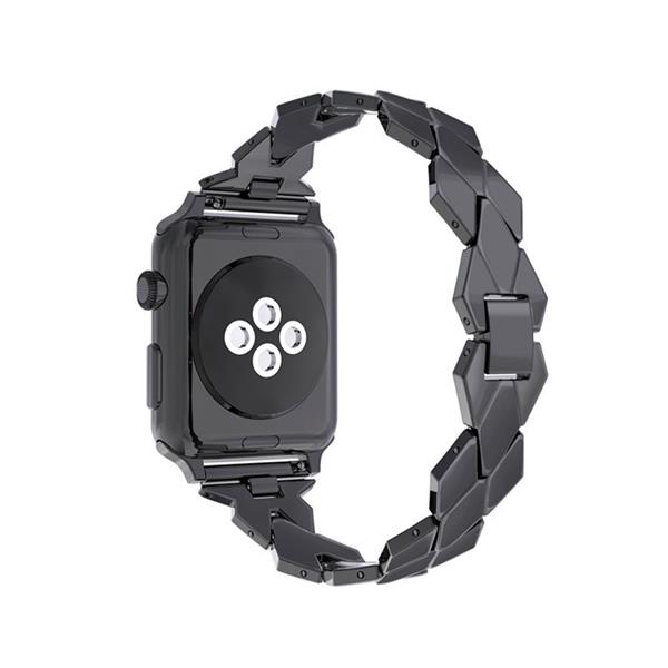 Grote foto apple watch 1 2 3 42mm horloge band armband rvs roestvrij staal ruit ontwerp inclusief adapter kleding dames horloges