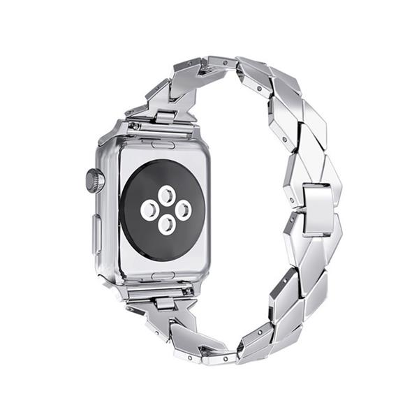 Grote foto apple watch 1 2 3 42mm horloge band armband rvs roestvrij staal ruit ontwerp inclusief adapter kleding dames horloges