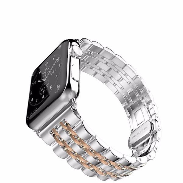 Grote foto drphone 7 kralen horlogeband rvs roestvrij stalen armband geschikt voor apple watch 42mm 44m kleding dames horloges