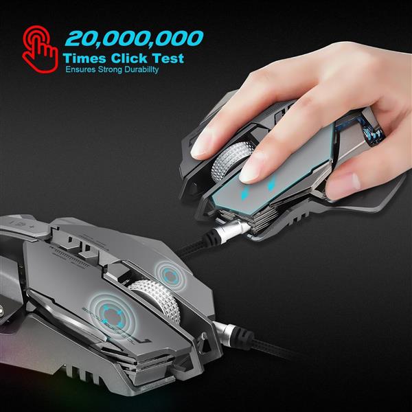 Grote foto elementkey xero mechanische gaming muis 3200 dpi programmeerbaar usb 2.0 bedraad led grijs computers en software overige computers en software