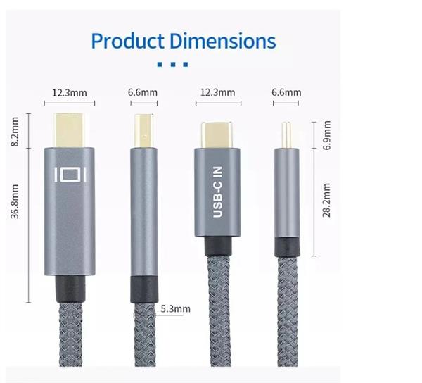 Grote foto drphone dnc2 usb c type c naar mini displayport gevlochten kabel 4k 60hz converter adapter 1.8m telecommunicatie opladers en autoladers
