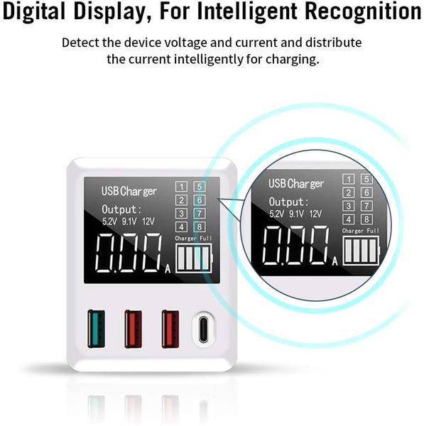 Grote foto drphone wlx intelligent qc 3.0 2.4a pd 3.0 multi poort usb snellader 40w met lcd scherm snel opl telecommunicatie opladers en autoladers