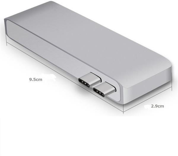 Grote foto 6 in 1 aluminium pro hub adapter 2x usb 3.0 1x thunderbolt 3 1x usb c 2x usb 3.0 sd 1x micro computers en software overige computers en software