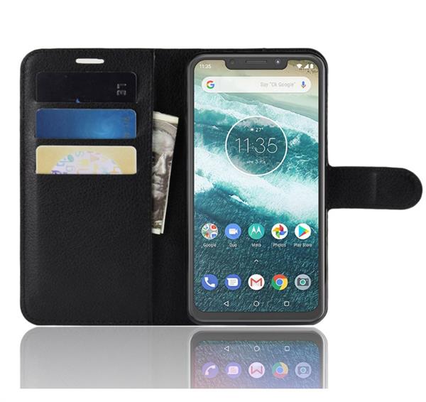 Grote foto drphone moto one p30 play flipcover bookcase luxe booktype pu lederen portemonnee case walle telecommunicatie mobieltjes