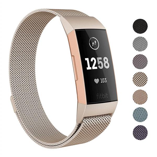 Grote foto drphone fitbit charge 3 charge 3 se magnetische milanese armband rvs horlogeband maat l goud kleding dames horloges