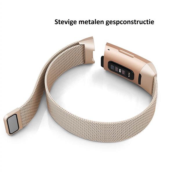 Grote foto drphone fitbit charge 3 charge 3 se magnetische milanese armband rvs horlogeband maat l goud kleding dames horloges