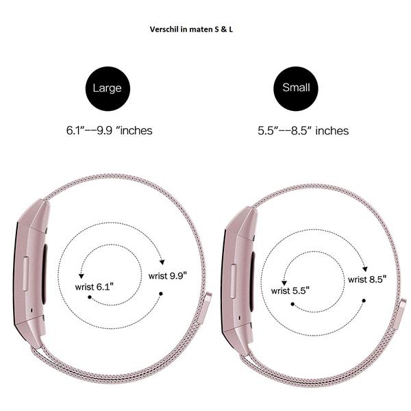 Grote foto drphone fitbit charge 3 charge 3 se magnetische milanese armband rvs horlogeband maat l rose kleding dames horloges