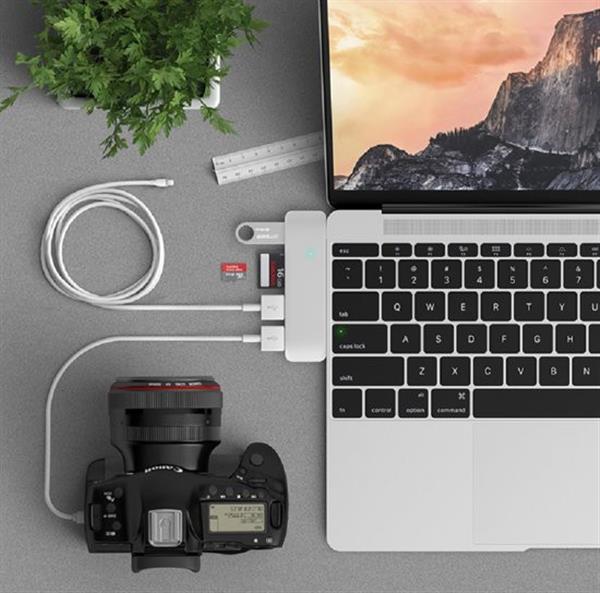 Grote foto 5 in 1 aluminium drphone combo hub usb type c 3x usb 3.0 sd micro sd adapter zilver computers en software overige computers en software