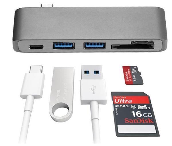 Grote foto drphone th2 5 in 1 aluminium usb c type c hub sd micro sd kaart 2 usb 3.0 poorten usb type c computers en software overige computers en software