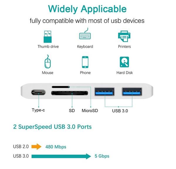 Grote foto drphone th2 5 in 1 aluminium usb c type c hub sd micro sd kaart 2 usb 3.0 poorten usb type c computers en software overige computers en software