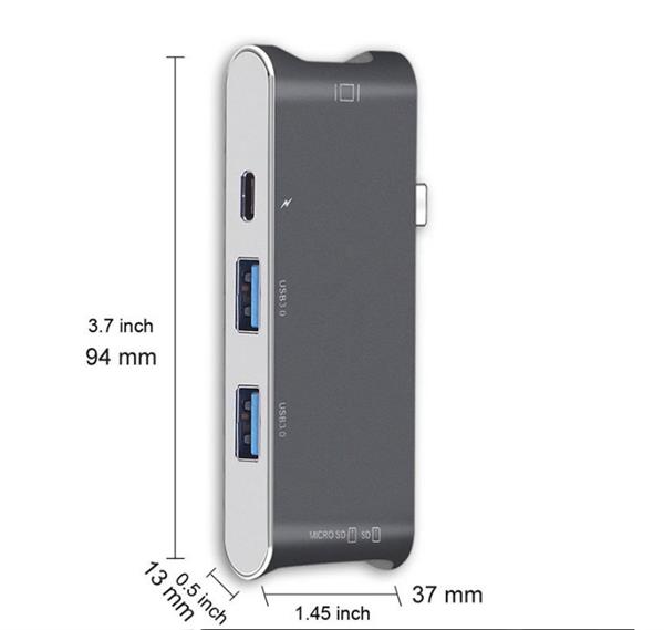 Grote foto drphone 6 in 1 type c hub usb c thunderbolt3 40 gb usb c 5 gb naar 4k hdmi 2 x 3.0 usb sd mic computers en software overige computers en software