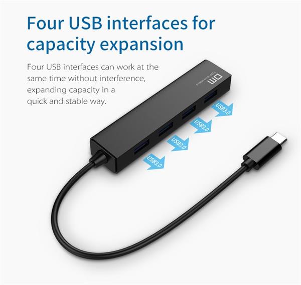 Grote foto drphone dm03 type c adapter hub met 4x usb 3.0 high speed poorten plug play computers en software overige computers en software