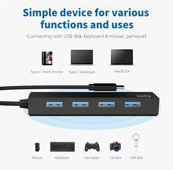 Grote foto drphone dm03 type c adapter hub met 4x usb 3.0 high speed poorten plug play computers en software overige computers en software