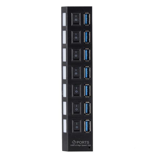 Grote foto drphone ss1 7 poorten 3.0 usb hbub multi oplader adapter met aan uit knop en led verlichting z computers en software overige computers en software