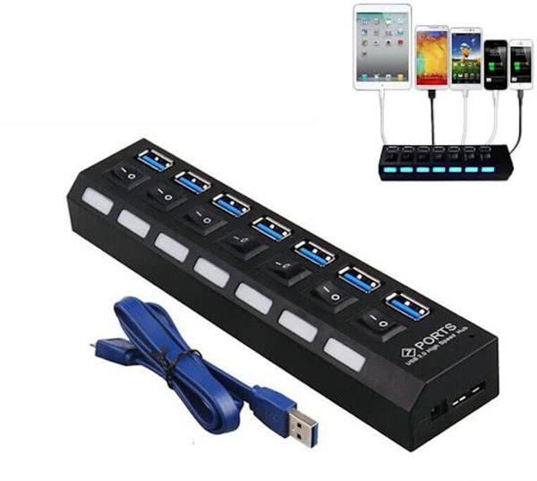 Grote foto drphone ss1 7 poorten 3.0 usb hbub multi oplader adapter met aan uit knop en led verlichting z computers en software overige computers en software