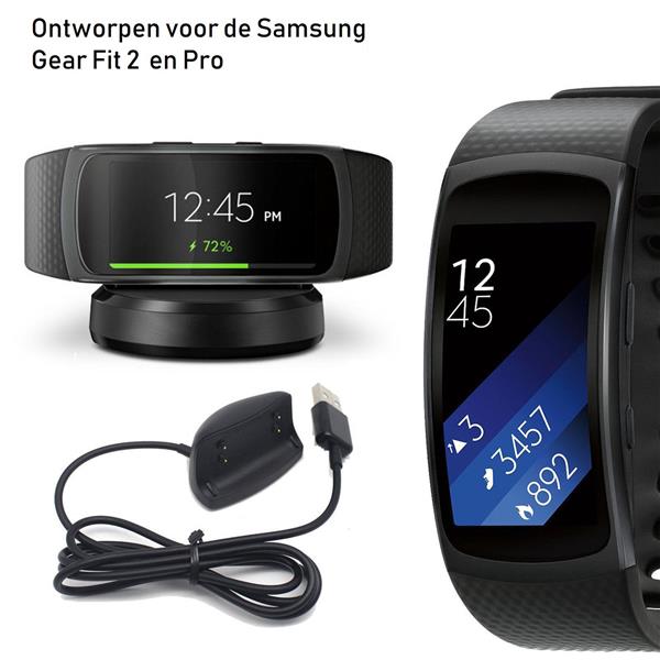 Grote foto drphone samsung gear fit 2 gear fit 2 pro premium oplader dock zwart kleding dames horloges