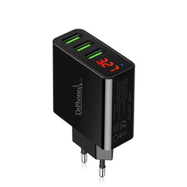Grote foto drphone thuislader 3 poorten usb oplader 2.4a smart fast charge lader met led display real time stat telecommunicatie opladers en autoladers