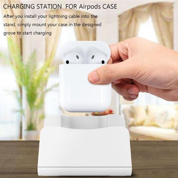 Grote foto drphone 2in1 docking telefoonhouder bureaustand geschikt voor apple airpods iphone x 8 7 telecommunicatie opladers en autoladers