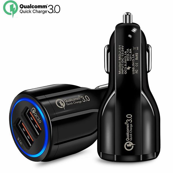 Grote foto drphone qc pro qualcomm 3.0 fast charge 30w auto oplader dual poort 2 poorten snellader reislader telecommunicatie opladers en autoladers
