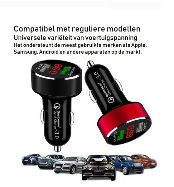 Grote foto drphone qc2 pro autolader qualcomm 3.0a 2.4a auto oplader snellader dubbele usb ingang met l telecommunicatie opladers en autoladers