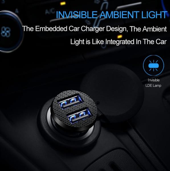 Grote foto drphone invisible 5v 2.4a usb auto oplader voor mobiele telefoon tablet gps fast charger mini auto o telecommunicatie opladers en autoladers