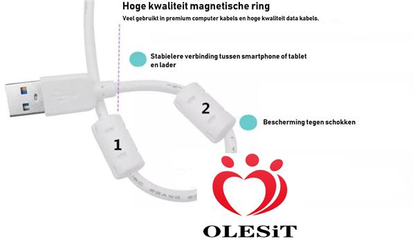 Grote foto olesit k109 type c usb c kabel 3 meter 30 sneller laden 2.1a high speed laadsnoer oplaadkabel telecommunicatie opladers en autoladers