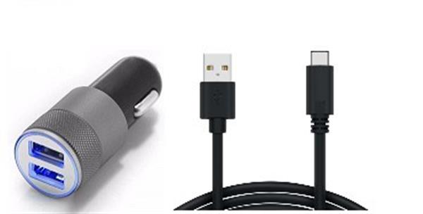 Grote foto olesit autolader 3.1a 2 usb poorten 5v 1.0 2.1a lader type c kabel 1.5 meter voor o.a sony telecommunicatie opladers en autoladers