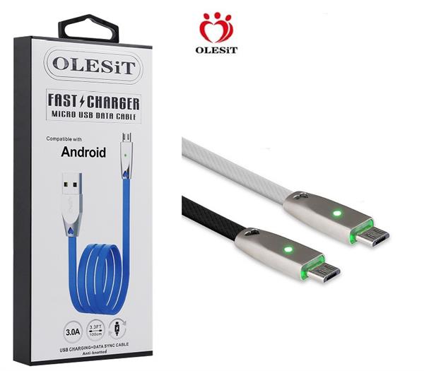 Grote foto olesit gecertificeerde tpe micro usb kabel 1 meter fast charge 3.0a high speed laadsnoer oplaadkabel telecommunicatie opladers en autoladers