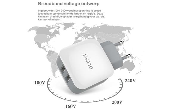 Grote foto olesit 3.4a 17w snellader adapter 2 poort lightning 1m 3.0a kabel high speed geschikt voor iphon telecommunicatie opladers en autoladers