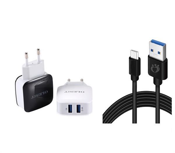 Grote foto olesit 3.4a 17w snellader adapter 2 poort micro usb 1.5m 2.1a kabel high speed geschikt voor gal telecommunicatie opladers en autoladers