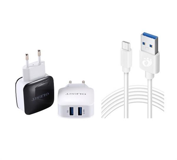 Grote foto olesit 3.4a 17w snellader adapter 2 poort micro usb 1.5m 2.1a kabel high speed geschikt voor kob telecommunicatie opladers en autoladers