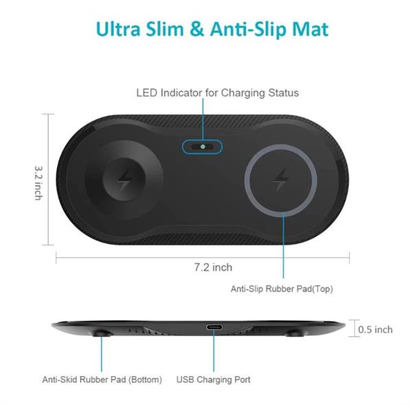 Grote foto drphone compaq 2 in 1 draadloze qi lader voor o.a. apple watch 5 4 iphone 11 10w lader wi telecommunicatie opladers en autoladers