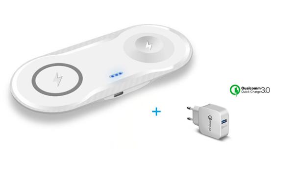 Grote foto drphone compaq 2 in 1 draadloze qi lader voor o.a. apple watch 5 4 iphone 11 10w lader wi telecommunicatie opladers en autoladers