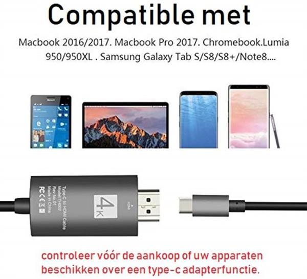 Grote foto drphone usb c naar hdmi adapterkabel 4k 60hz 1080p hd hdtv adapter geschikt voor o.a macbook pr computers en software overige computers en software