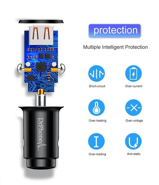 Grote foto drphone invisible pro autolader 30w usb c met pd power delivery snel laden smartphones ta telecommunicatie opladers en autoladers