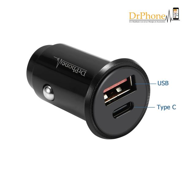Grote foto drphone invisible pro autolader 30w usb c met pd power delivery snel laden smartphones ta telecommunicatie opladers en autoladers