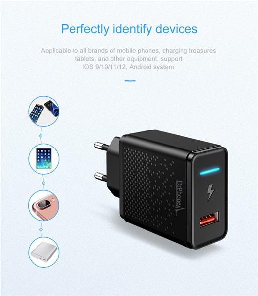 Grote foto drphone halo 18w qualcom 3.0 quick charge snel lader met led indicator wit telecommunicatie opladers en autoladers