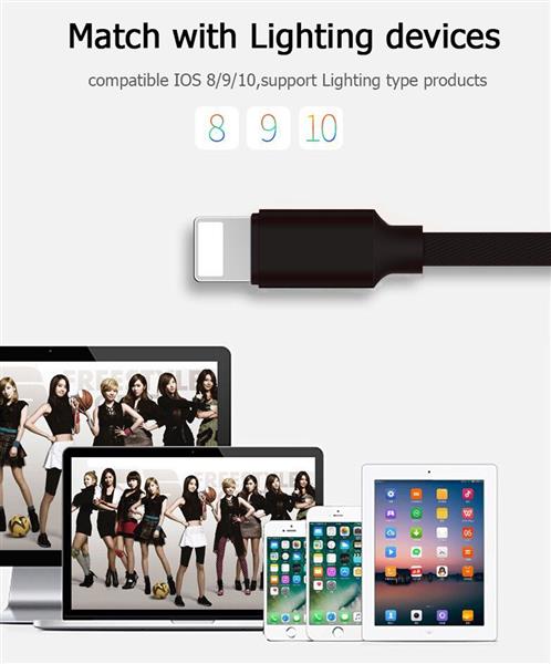 Grote foto drphone hybridx nylon kevlar oplaadkabel 1 meter lightning 8 pin kabel optimaal accuduur telecommunicatie opladers en autoladers