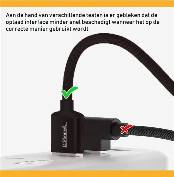 Grote foto drphone hybridx nylon kevlar oplaadkabel 1 meter lightning 8 pin kabel optimaal accuduur telecommunicatie opladers en autoladers