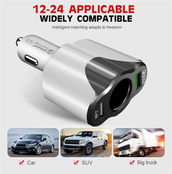 Grote foto drphone car3 2 poorten 1 sigarettenplug autolader snellader 2.4a auto bus smartphones telecommunicatie opladers en autoladers