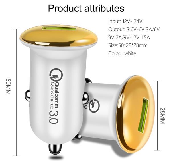 Grote foto drphone qc1 mini autolader compact krachtig 18w tablet smartphones zilver telecommunicatie opladers en autoladers