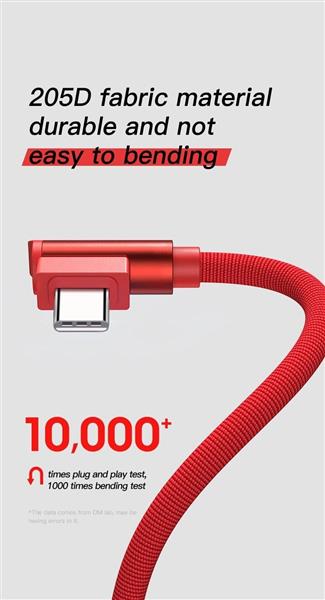 Grote foto drphone type c dubbele 90 haakse gevlochten 3a kabel datasynchronisatie snel opladen zwart ro telecommunicatie opladers en autoladers